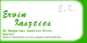 ervin kasztics business card